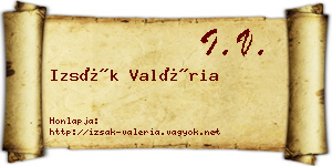 Izsák Valéria névjegykártya